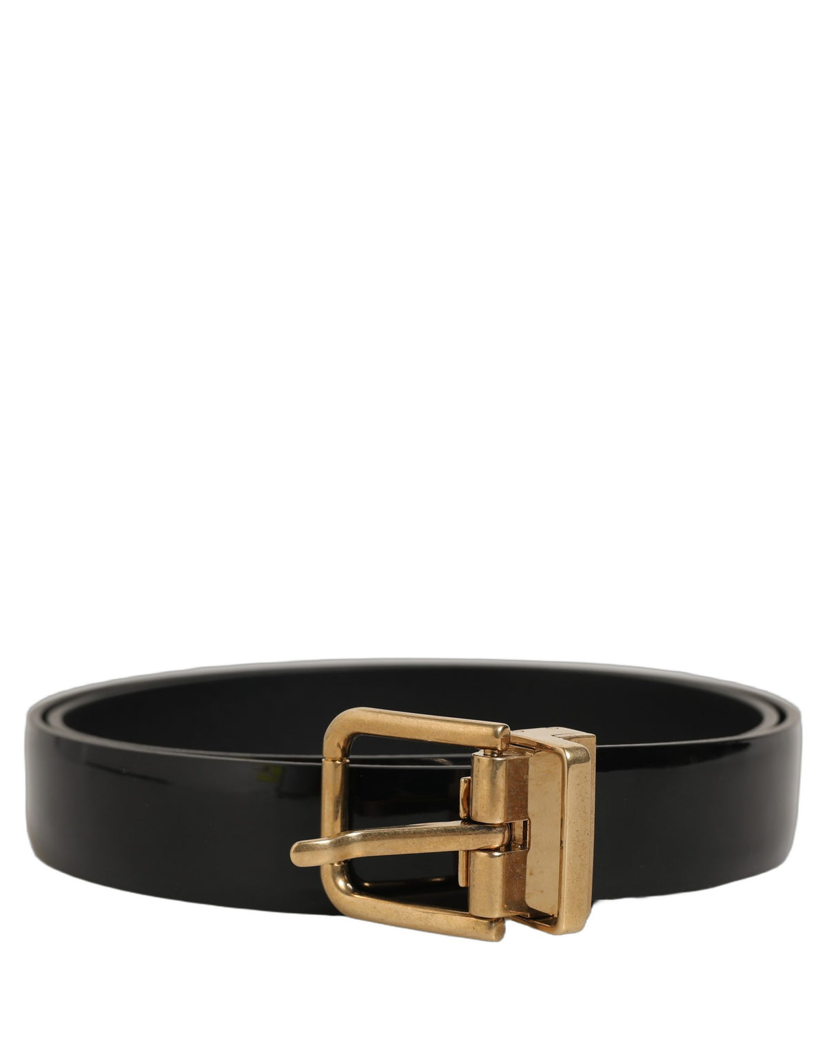 Dolce & Gabbana Leather Belt with Gold-Tone Buckle in Black