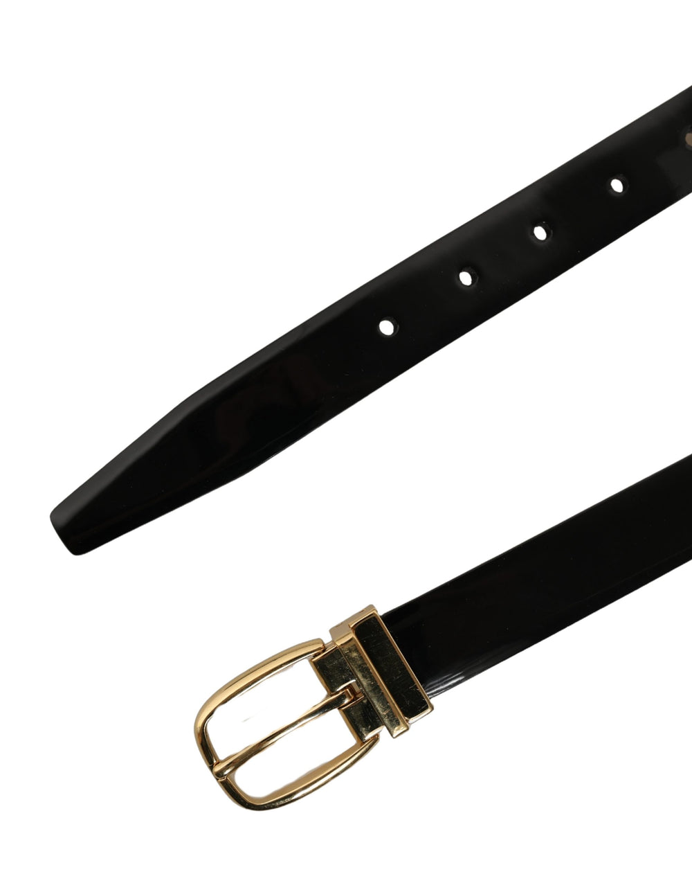 Black Classic Leather Gold Tone Buckle Belt