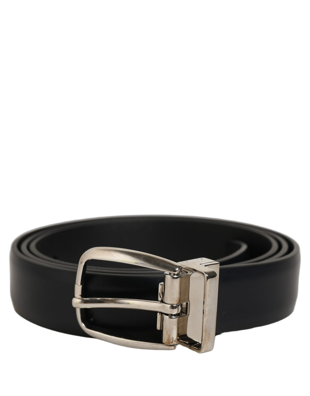 Blue Calf Leather Silver Metal Buckle Belt