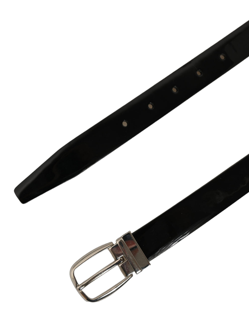 Black Classic Leather Silver Tone Buckle Belt
