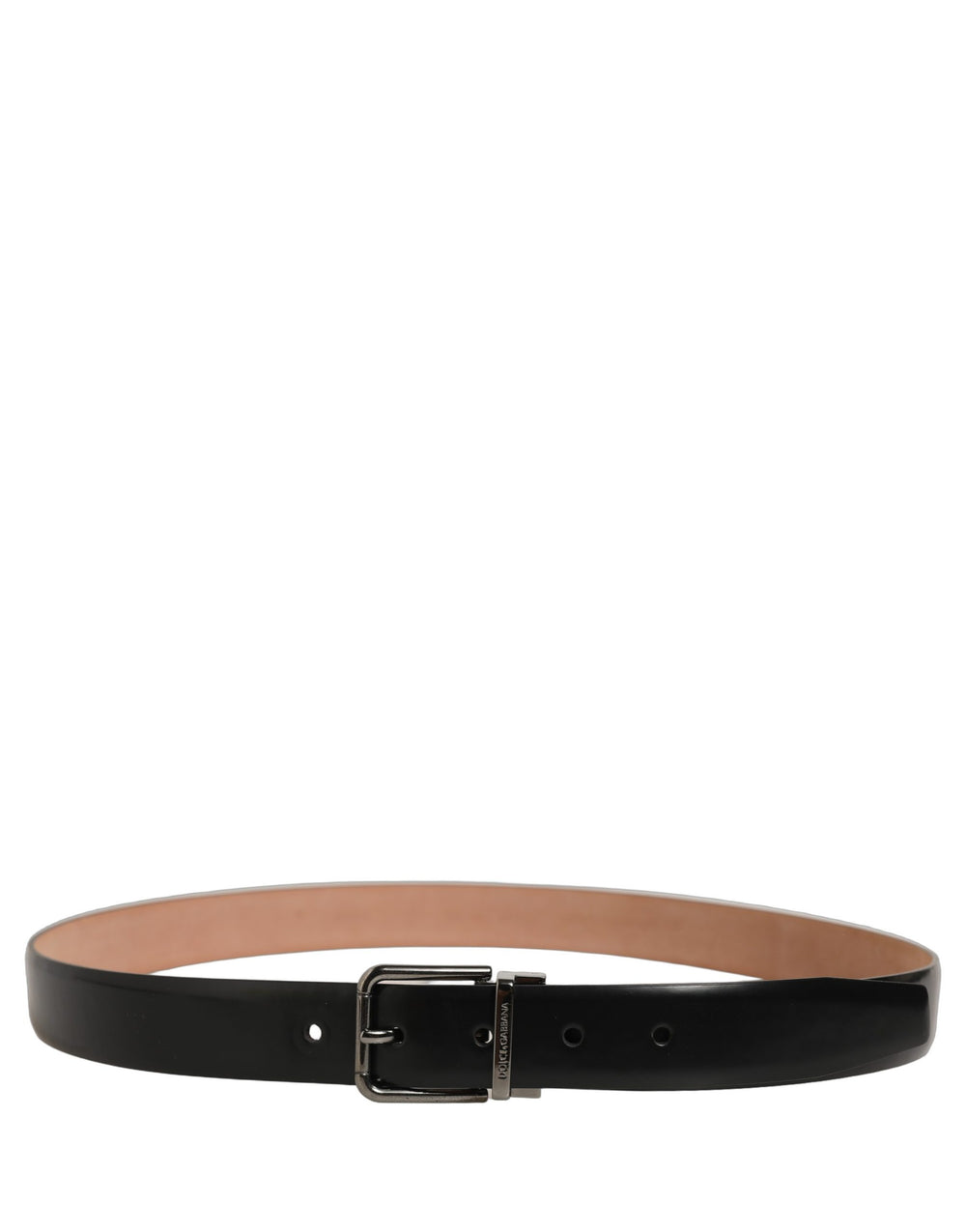Black Calf Leather Silver Metal Buckle Belt