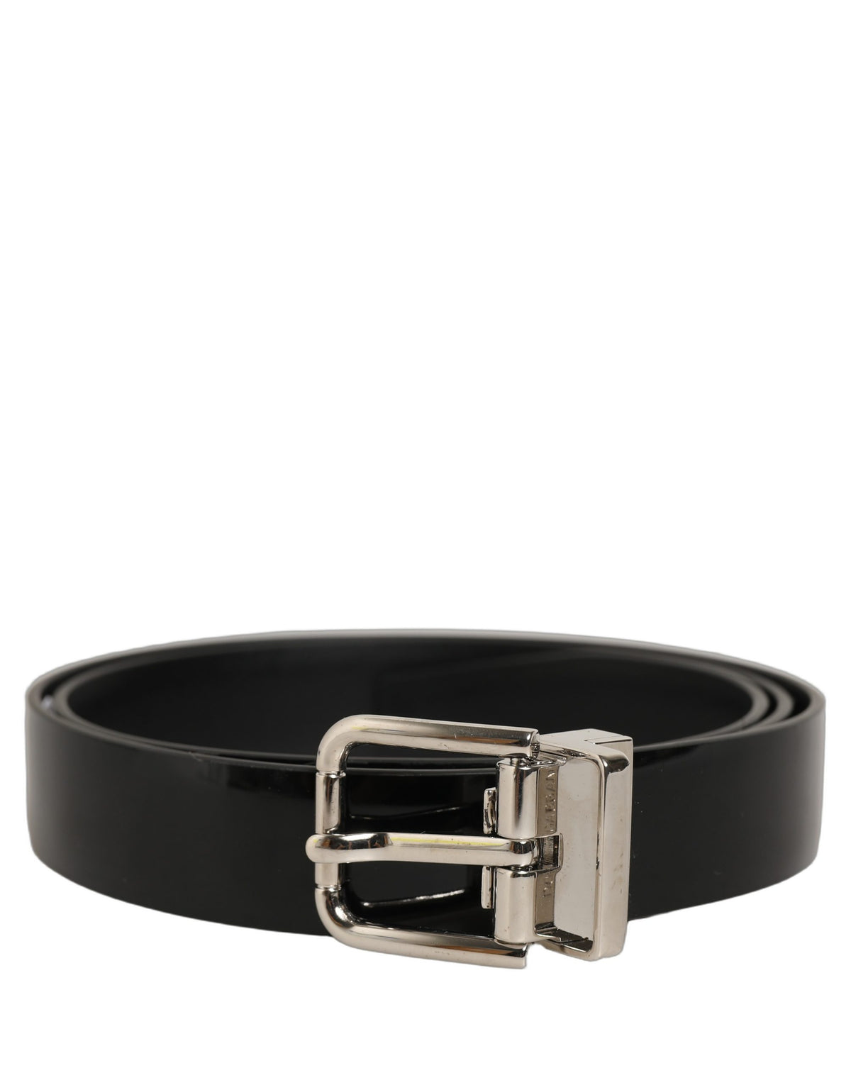 Dolce & Gabbana Leather Belt with Silver-Tone Buckle in Black
