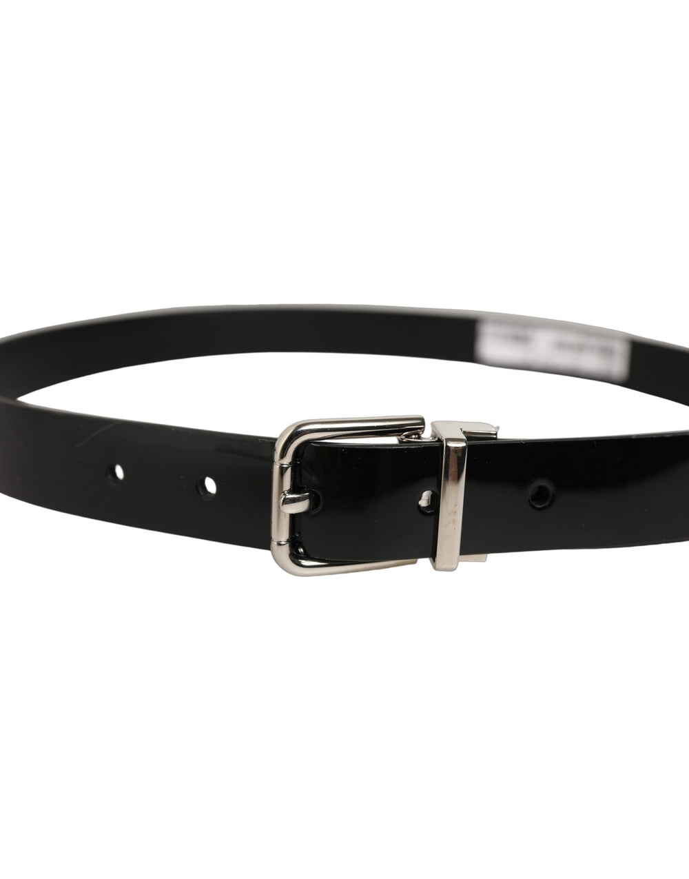 Black Classic Leather Silver Tone Buckle Belt