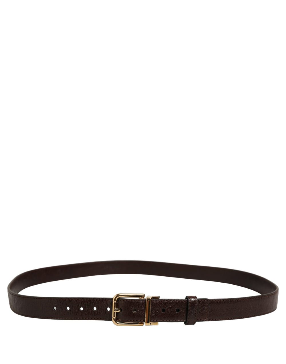 Men Brown Leather Gold Tone Metal Buckle Belt