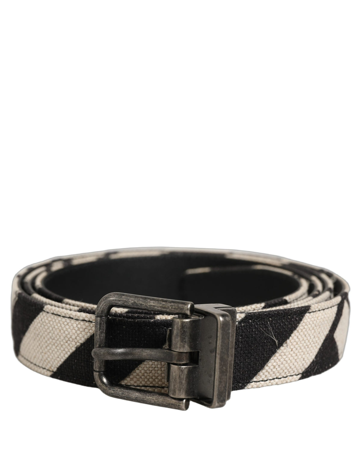 Dolce & Gabbana Canvas and Leather Belt in Black and Ivory