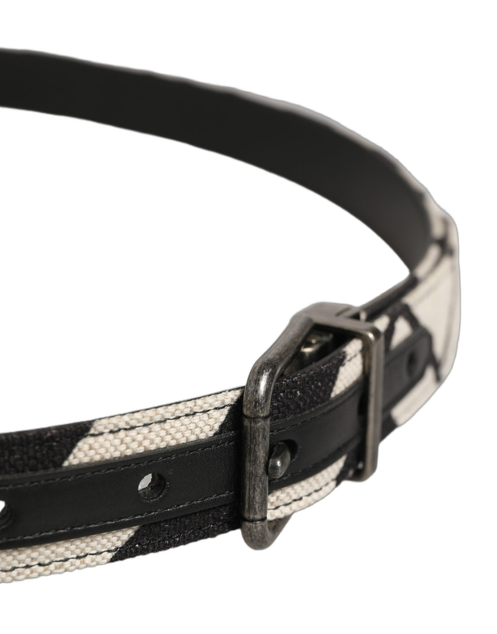Black Ivory Silver Tone Metal Buckle Belt