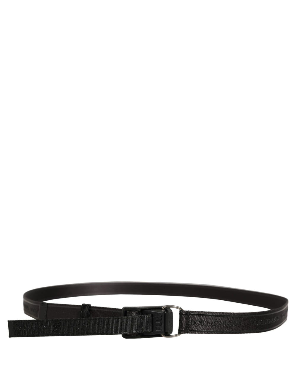 Men Black Nylon Webbing Plastic Buckle Belt