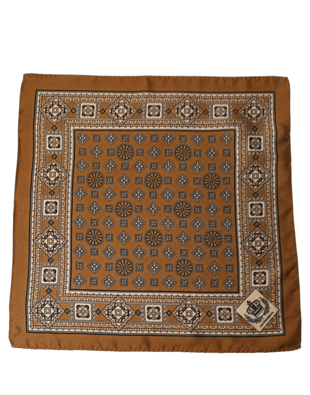 Brown Geometric Pocket Square Foulard Scarf
