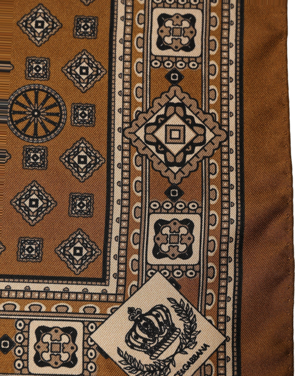 Brown Geometric Pocket Square Foulard Scarf