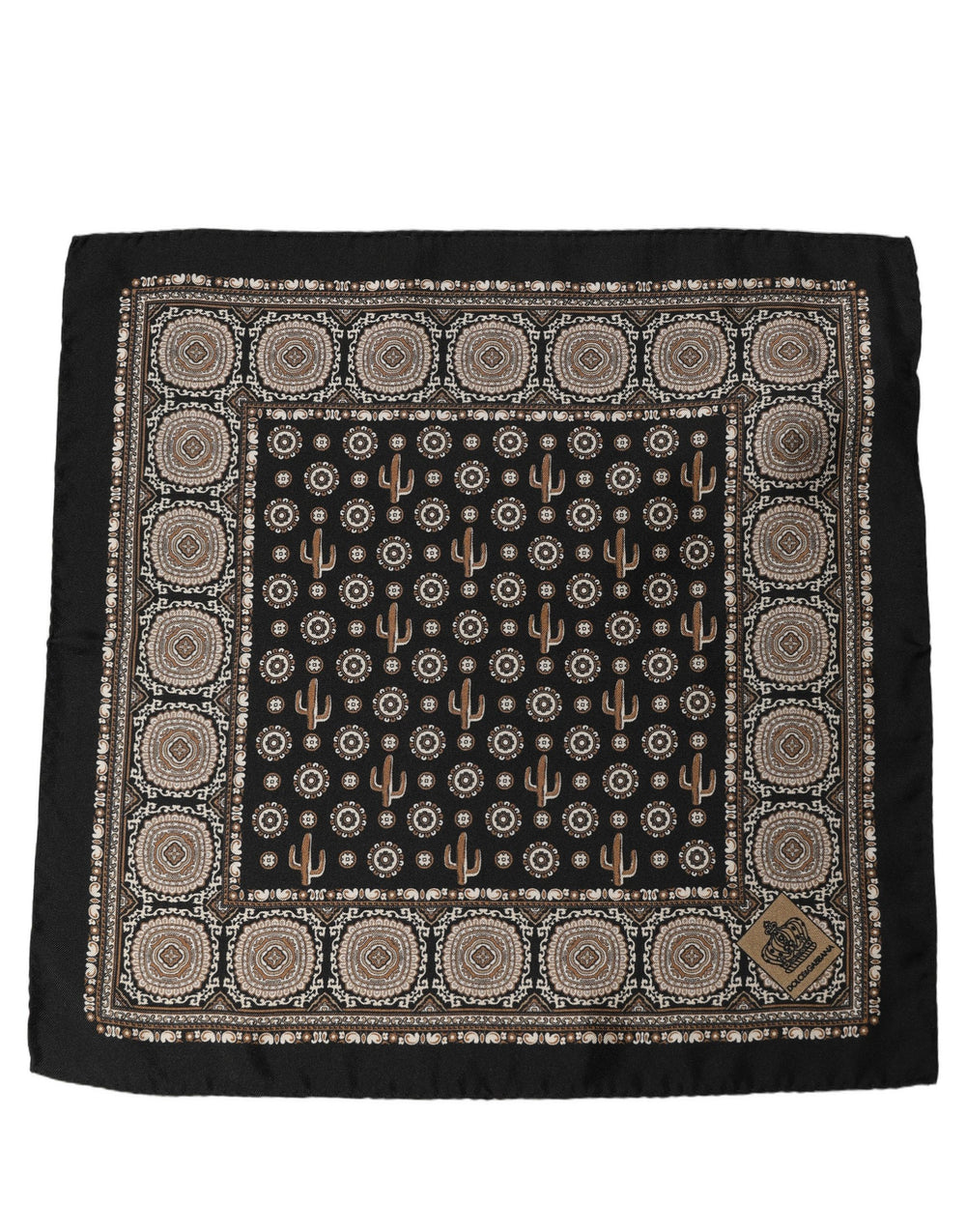 Black Cactus Silk Pocket Square Foulard Scarf