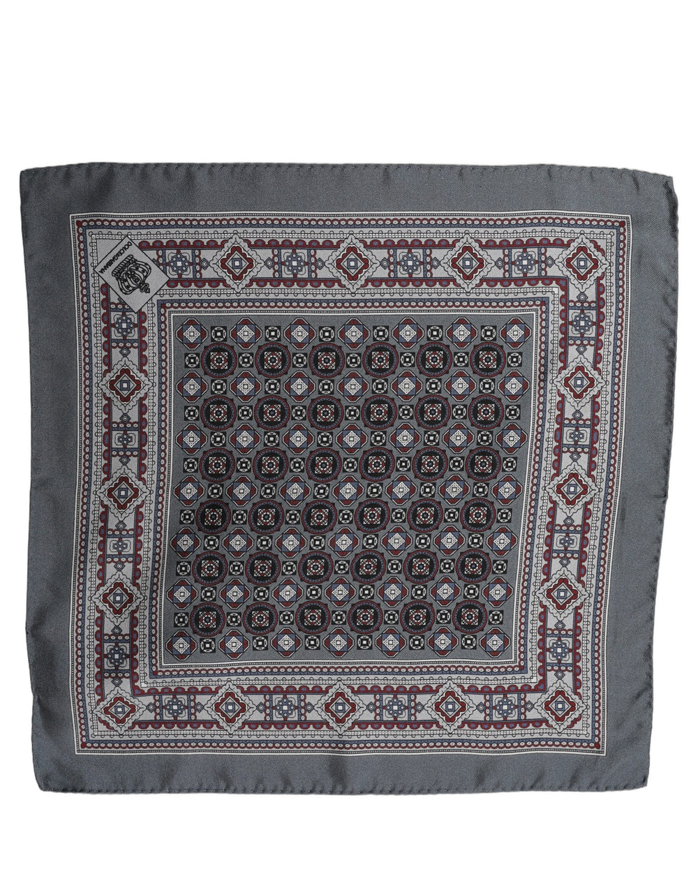 Gray Geometric Pocket Square Foulard Scarf
