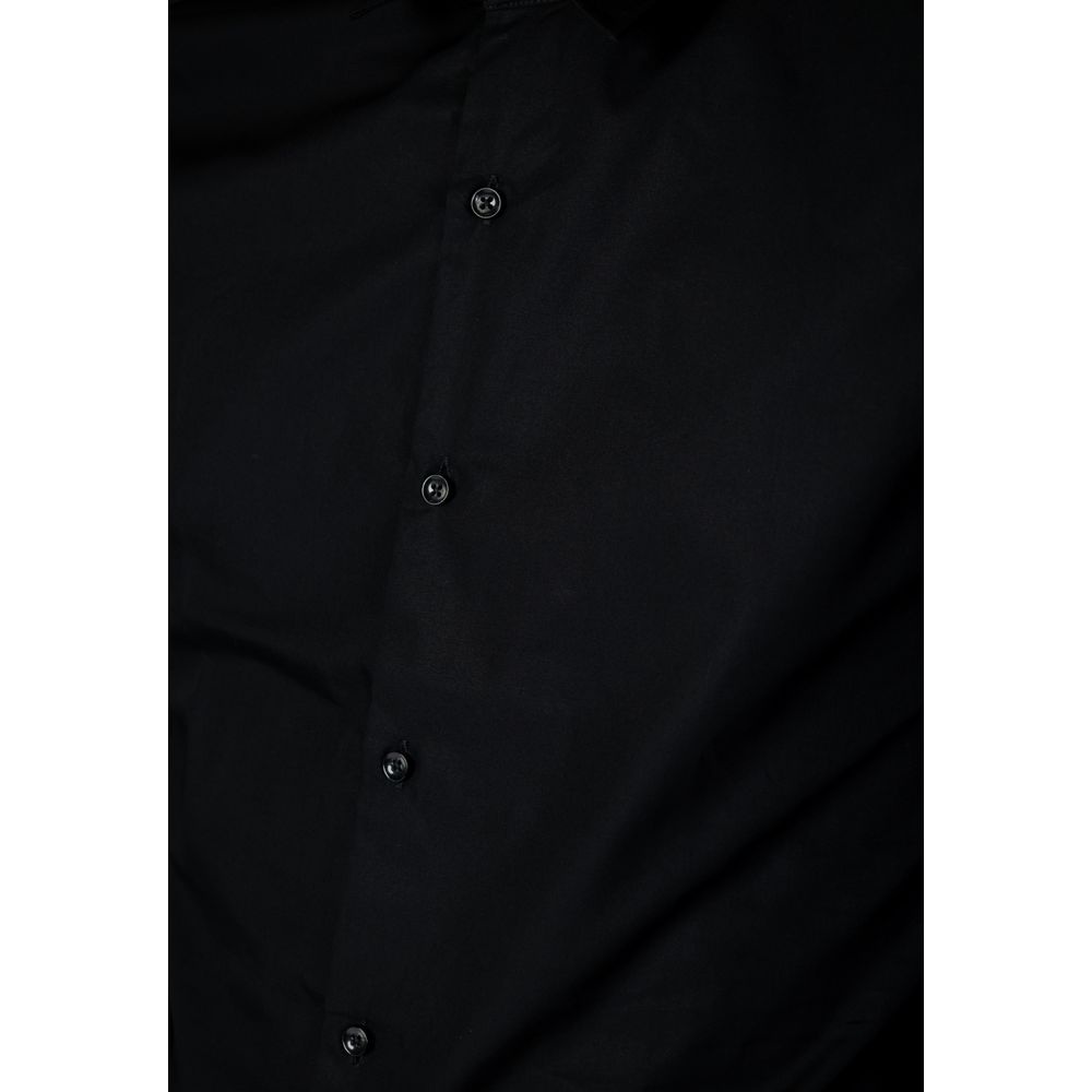 Black Cotton Dress Shirt