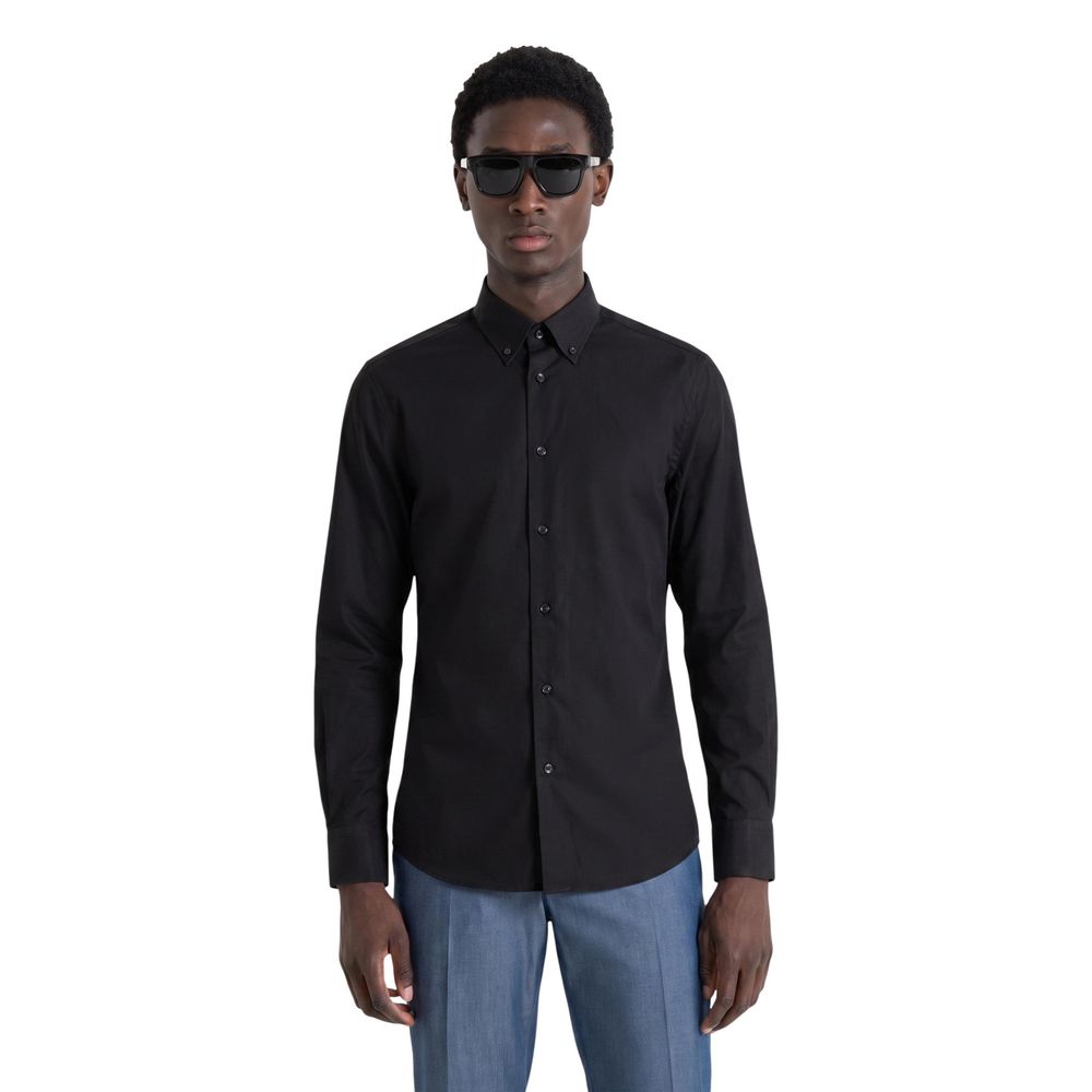 Black Cotton Dress Shirt