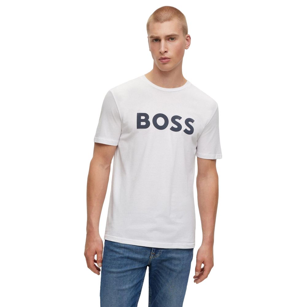 Hugo Boss Βαμβακερό T-Shirt σε Λευκό