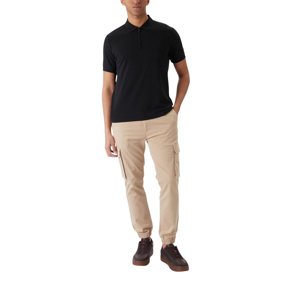 Beige Cotton Cargo Pants