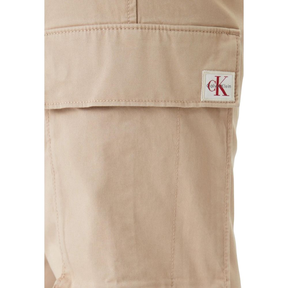 Beige Cotton Cargo Pants
