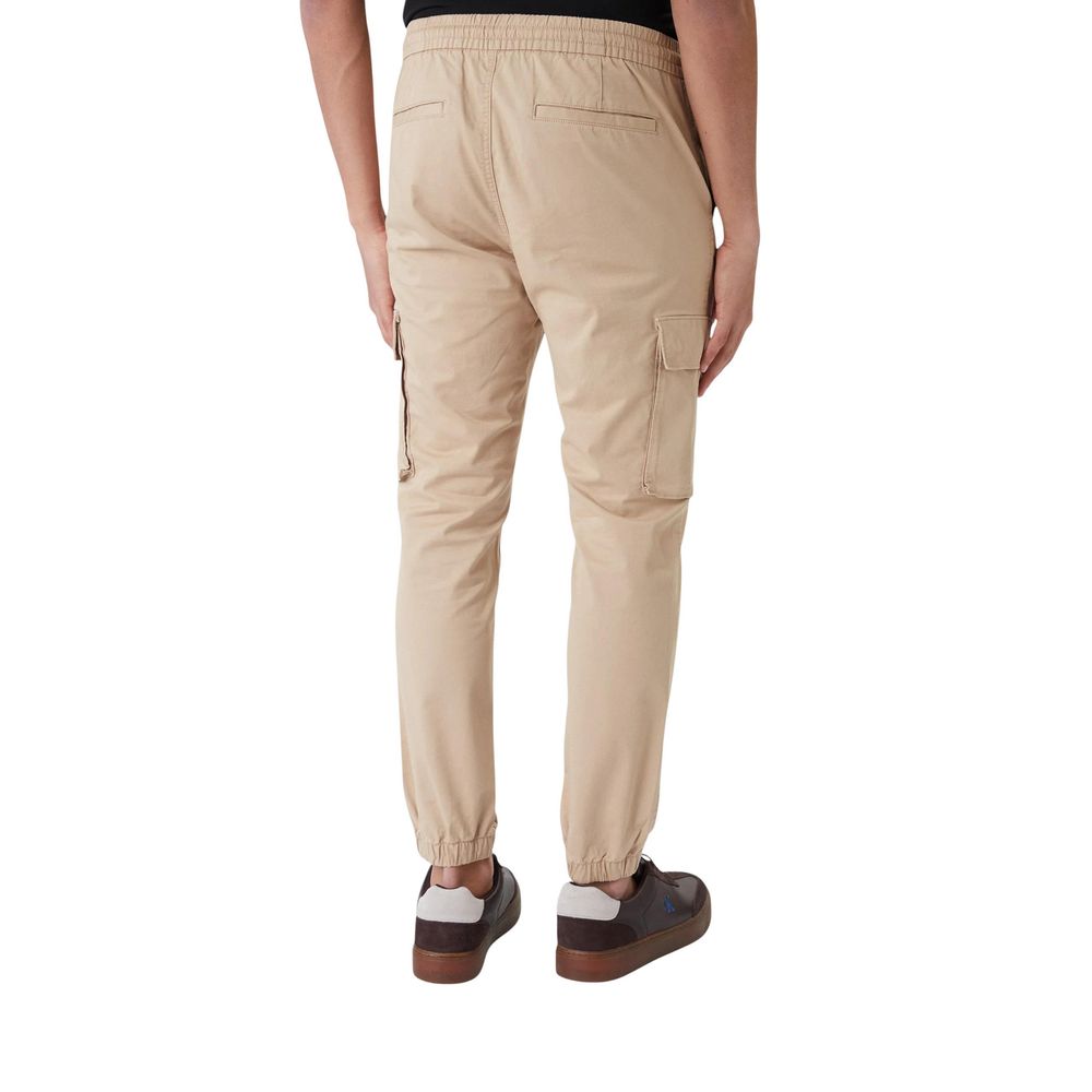 Beige Cotton Cargo Pants