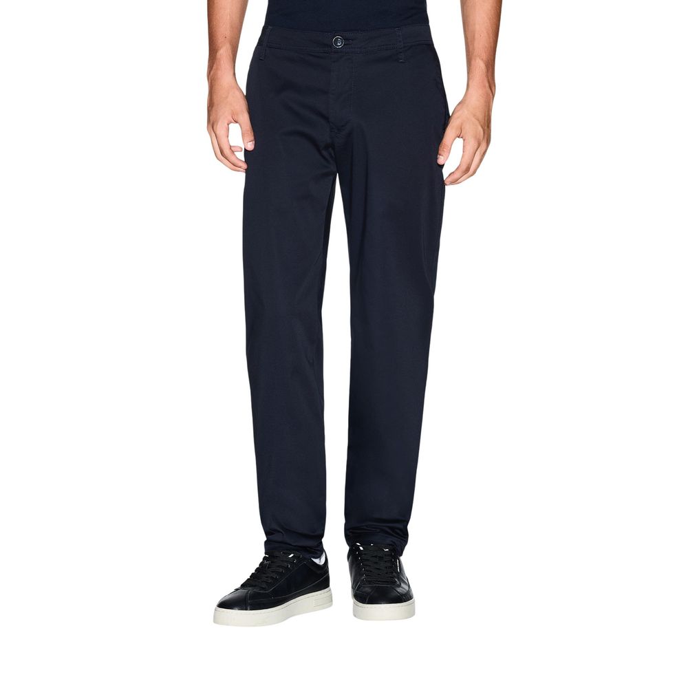 Armani Exchange Cotton Skinny Trousers in Blue