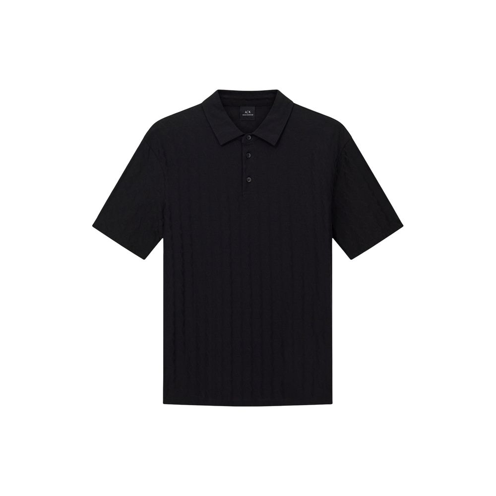 Armani Exchange Βαμβακερό Polo σε Μαύρο