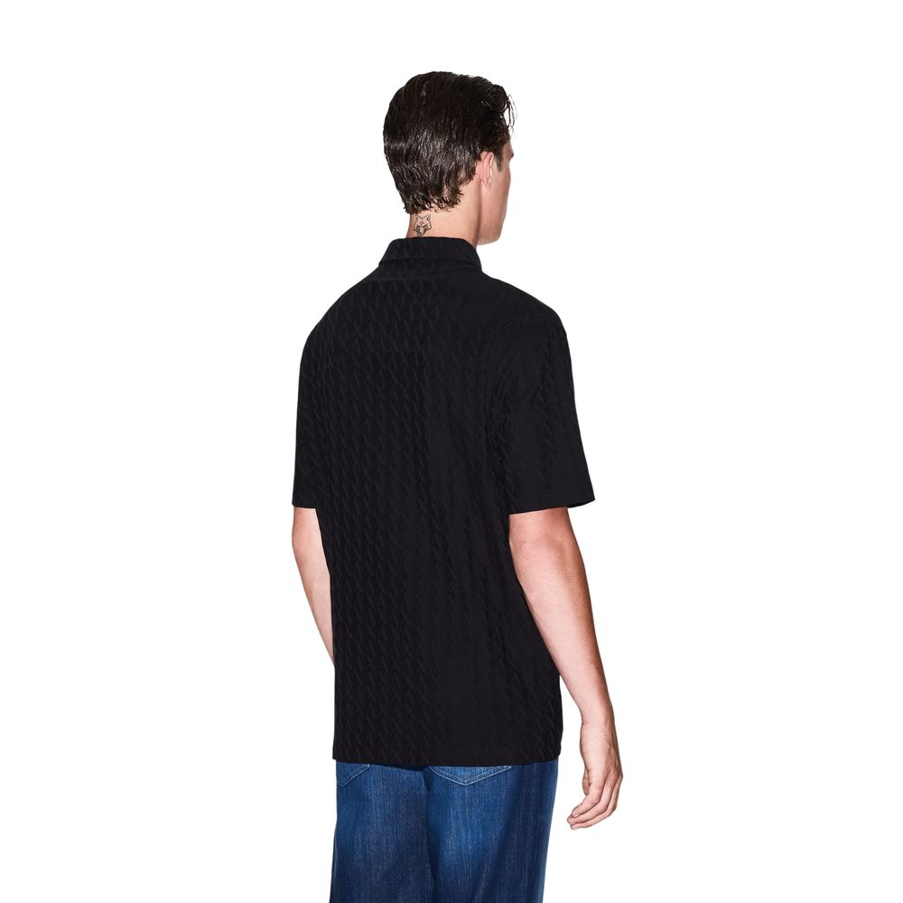 Armani Exchange Βαμβακερό Polo σε Μαύρο