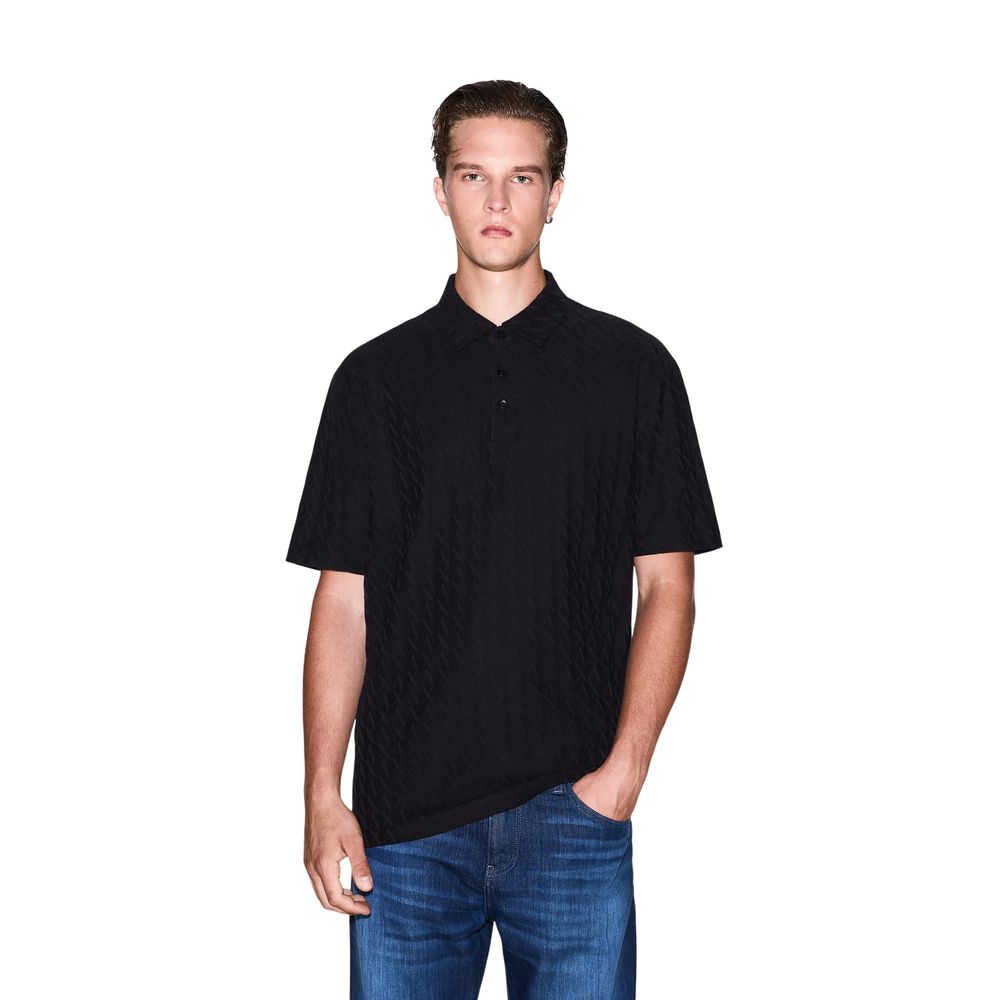 Armani Exchange Βαμβακερό Polo σε Μαύρο