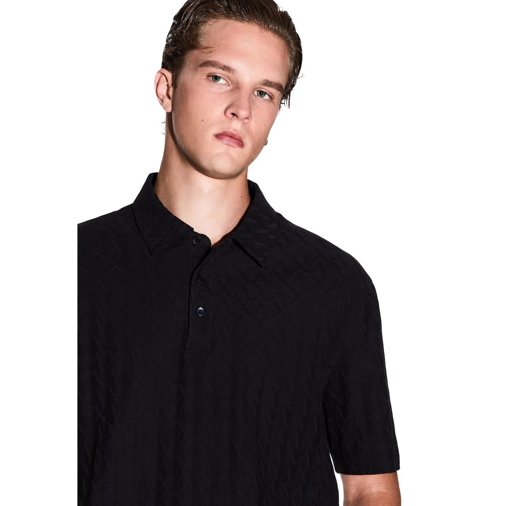 Armani Exchange Βαμβακερό Polo σε Μαύρο