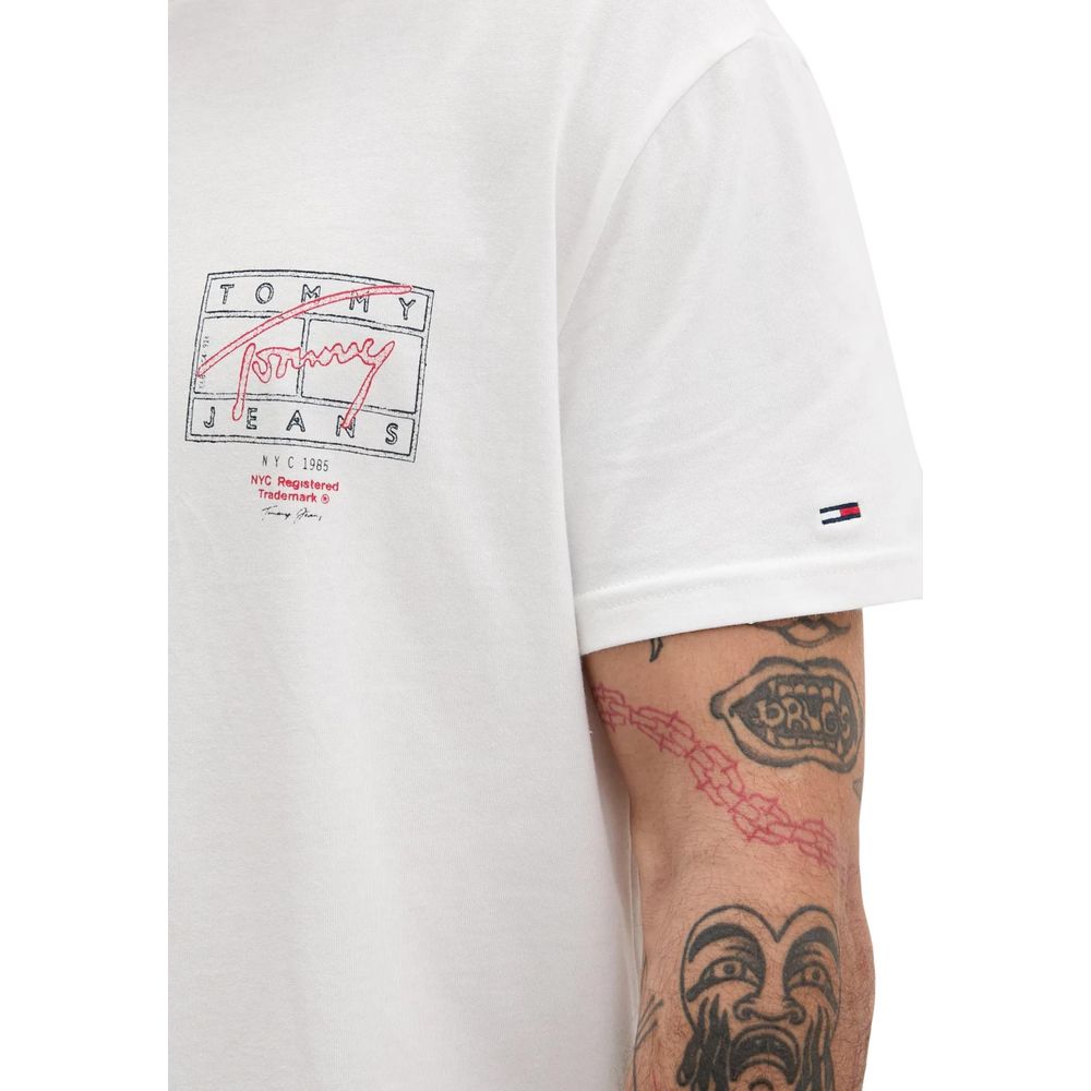Tommy Hilfiger Κρεμ T-Shirt από Ανακυκλωμένο Βαμβάκι