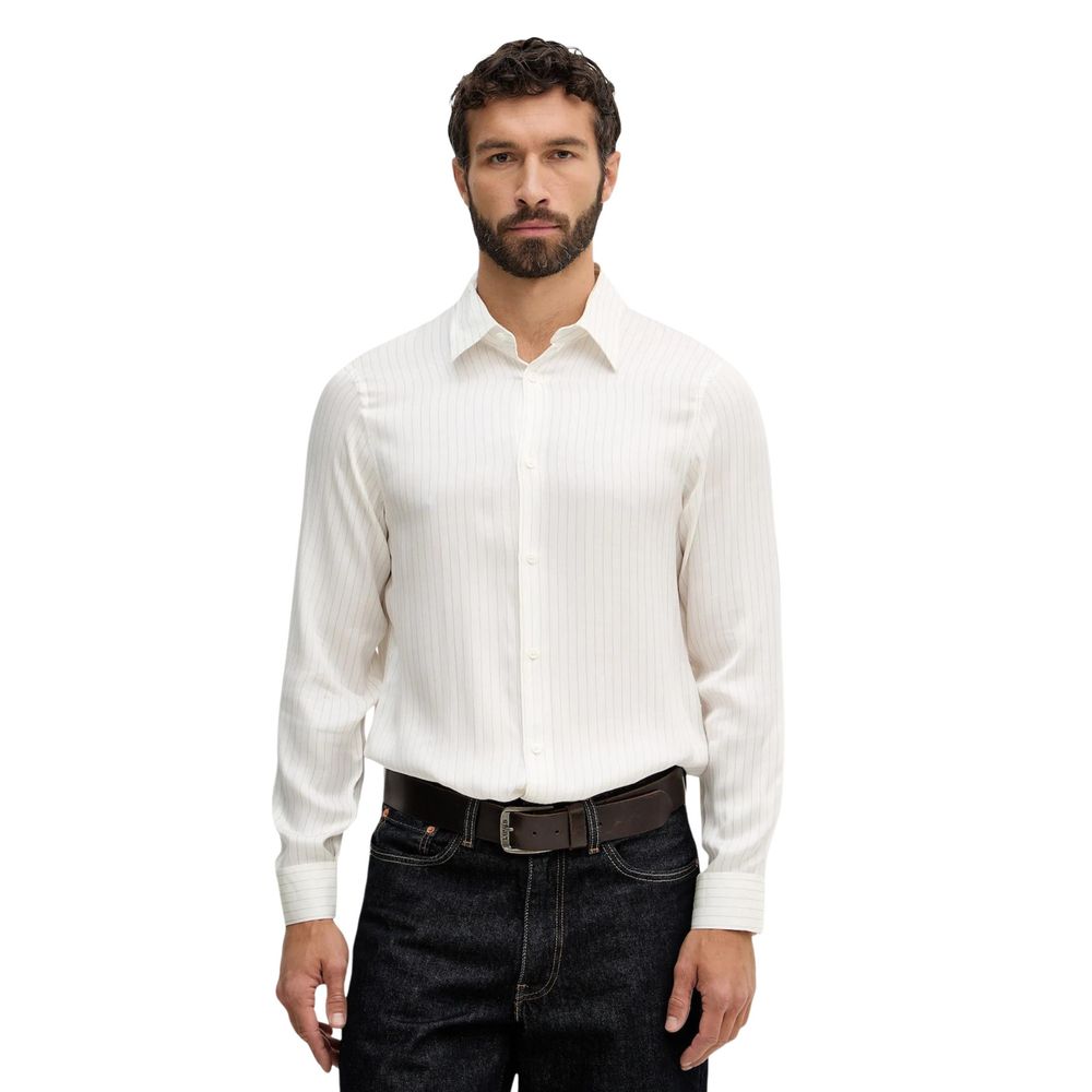 Armani Exchange Viscose Bicolour Stripe Shirt in Blue