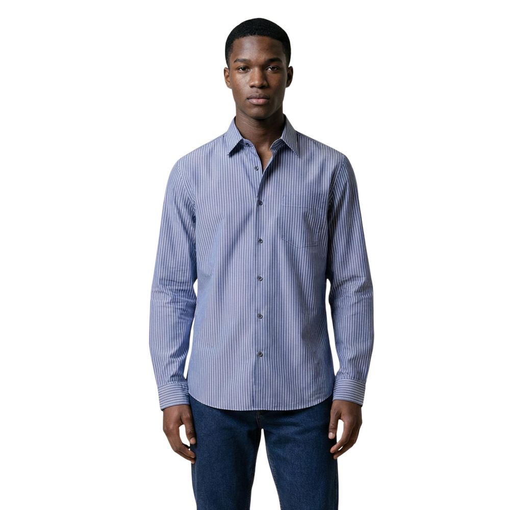 Armani Exchange Bicolor Cotton Dress Shirt in Blue and White