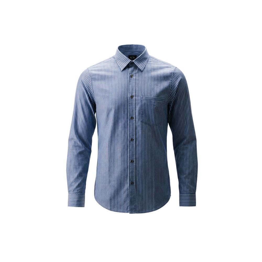 Armani Exchange Bicolor Cotton Dress Shirt in Blue and White