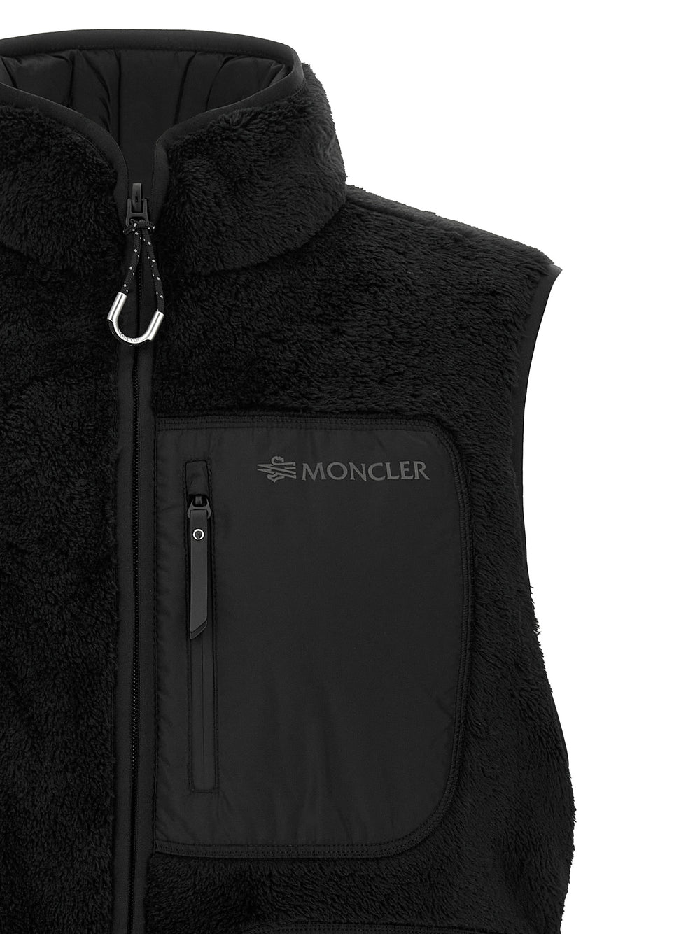 Black Polyester Sleeveless Jacket