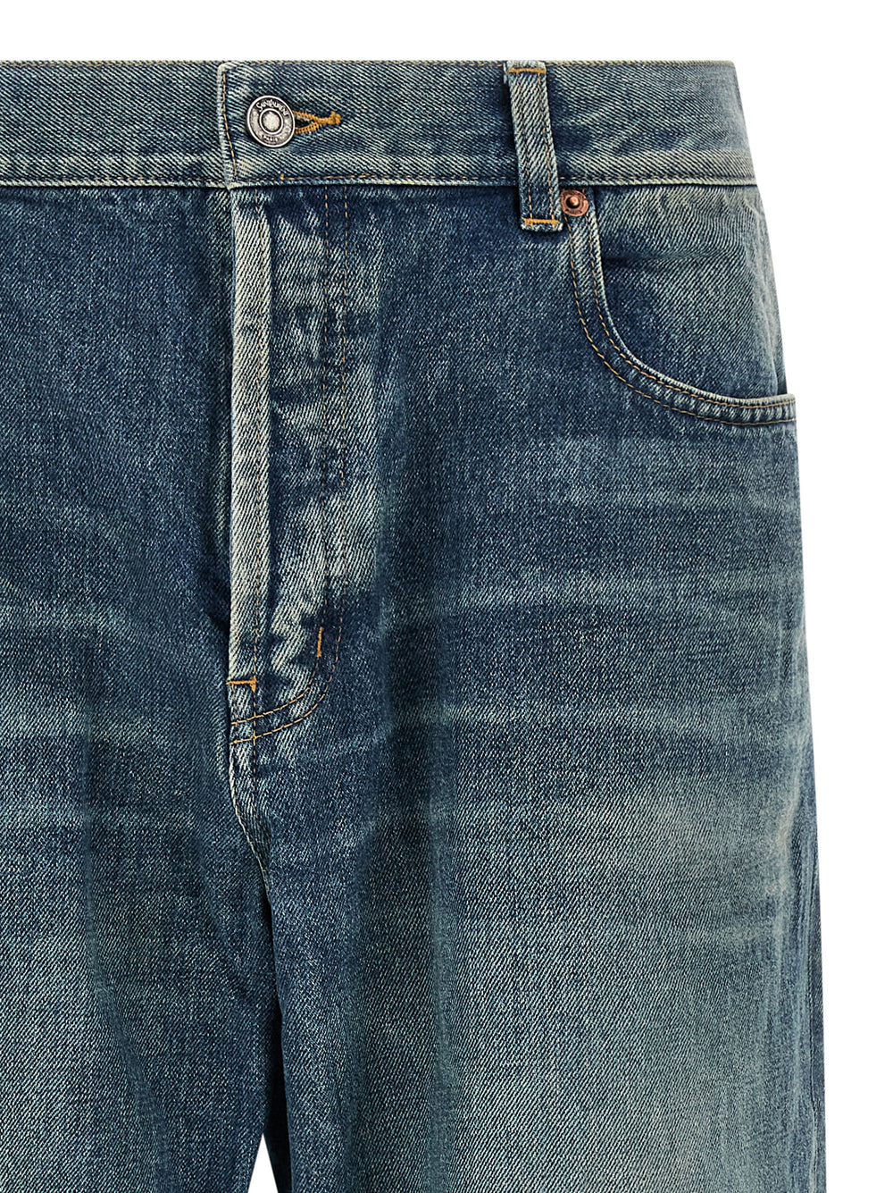 Blue Cotton Tapered Jeans