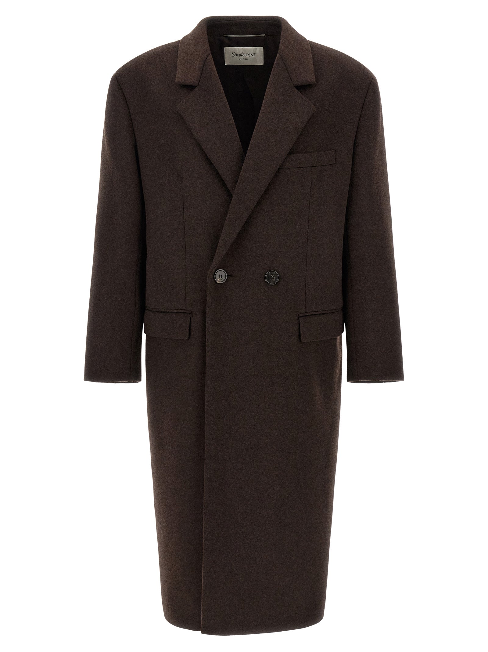 Saint Laurent Παλτό από 100% μαλλί σε Καφέ