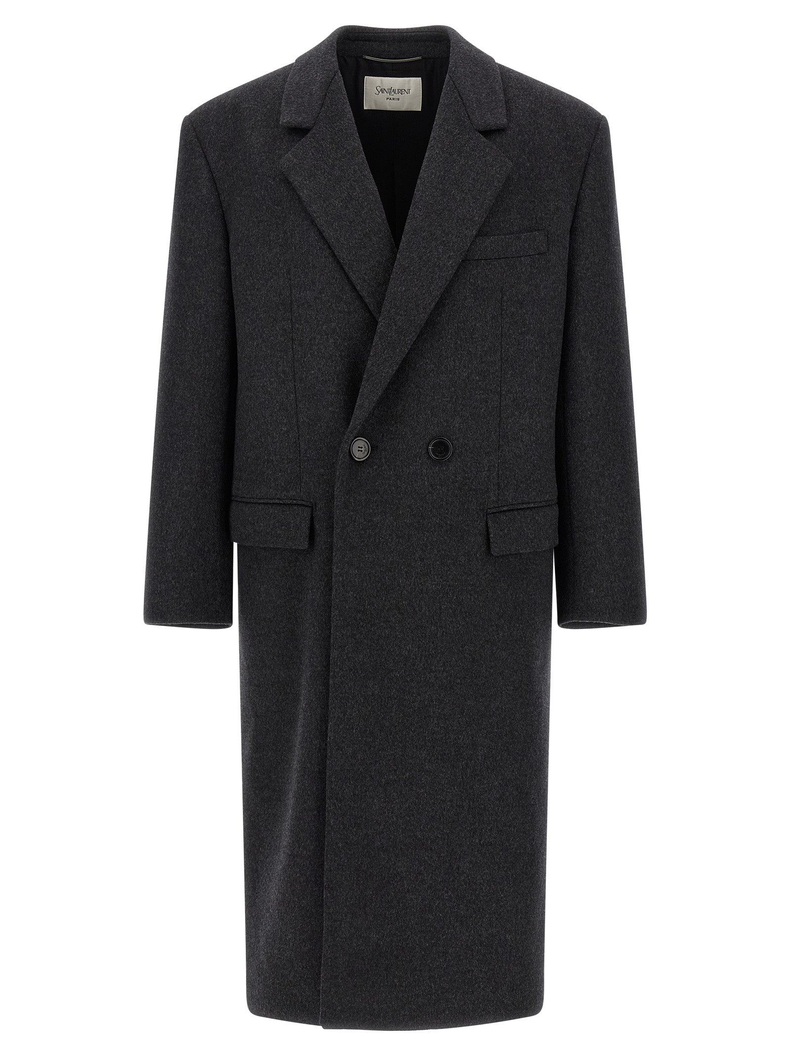 Saint Laurent Παλτό από 100% Μαλλί σε Γκρι