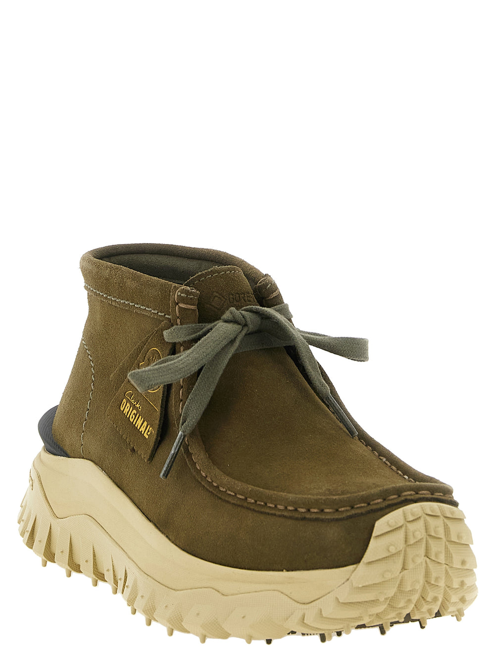 Moncler Bicolor Leather Ankle Boots in Green