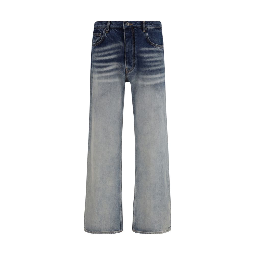 Off-White Cotton Slim Fit Jeans in Grey