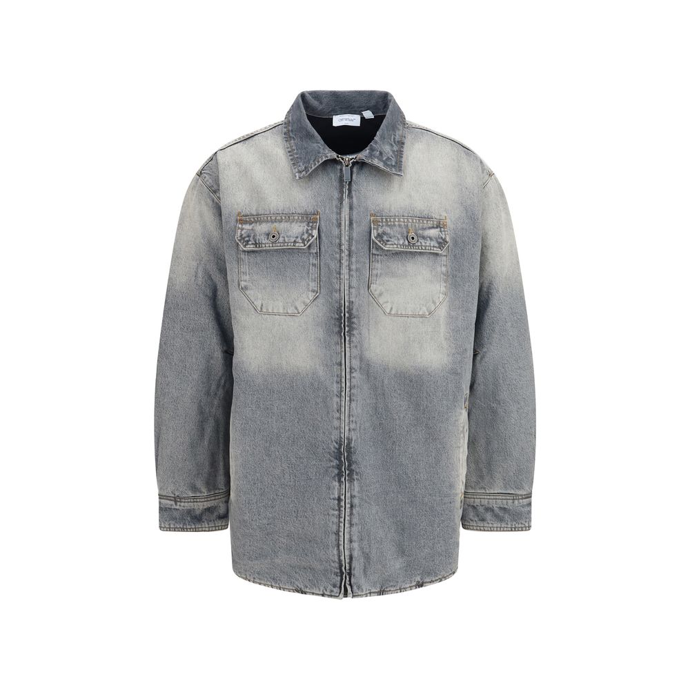 Off-White Cotton Denim Jacket in Gray