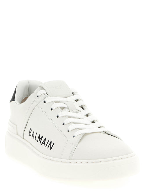 Balmain Bicolor Calfskin Low Top Sneakers in White and Black