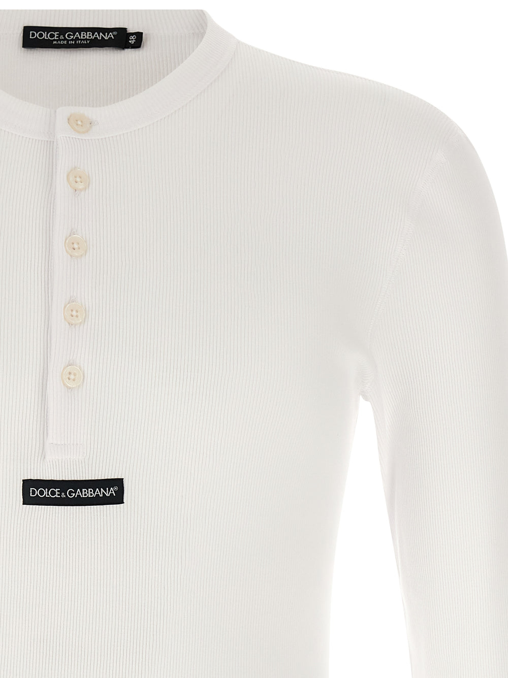 Dolce & Gabbana T-Shirt Μακρυμάνικο από 100% Βαμβάκι σε Λευκό