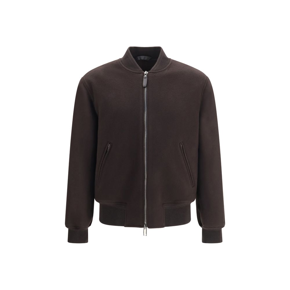 Brioni Wool and Cashmere Bomber Jacket in Brown