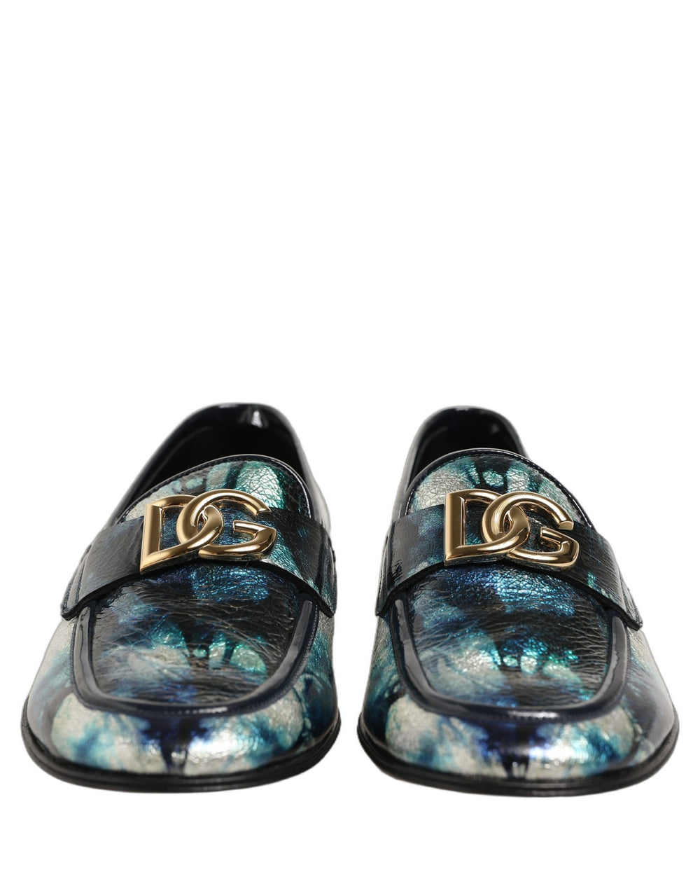 Dolce & Gabbana Loafers από Δέρμα Μοσχαριού σε Μεταλλικό Μπλε και Ασημί
