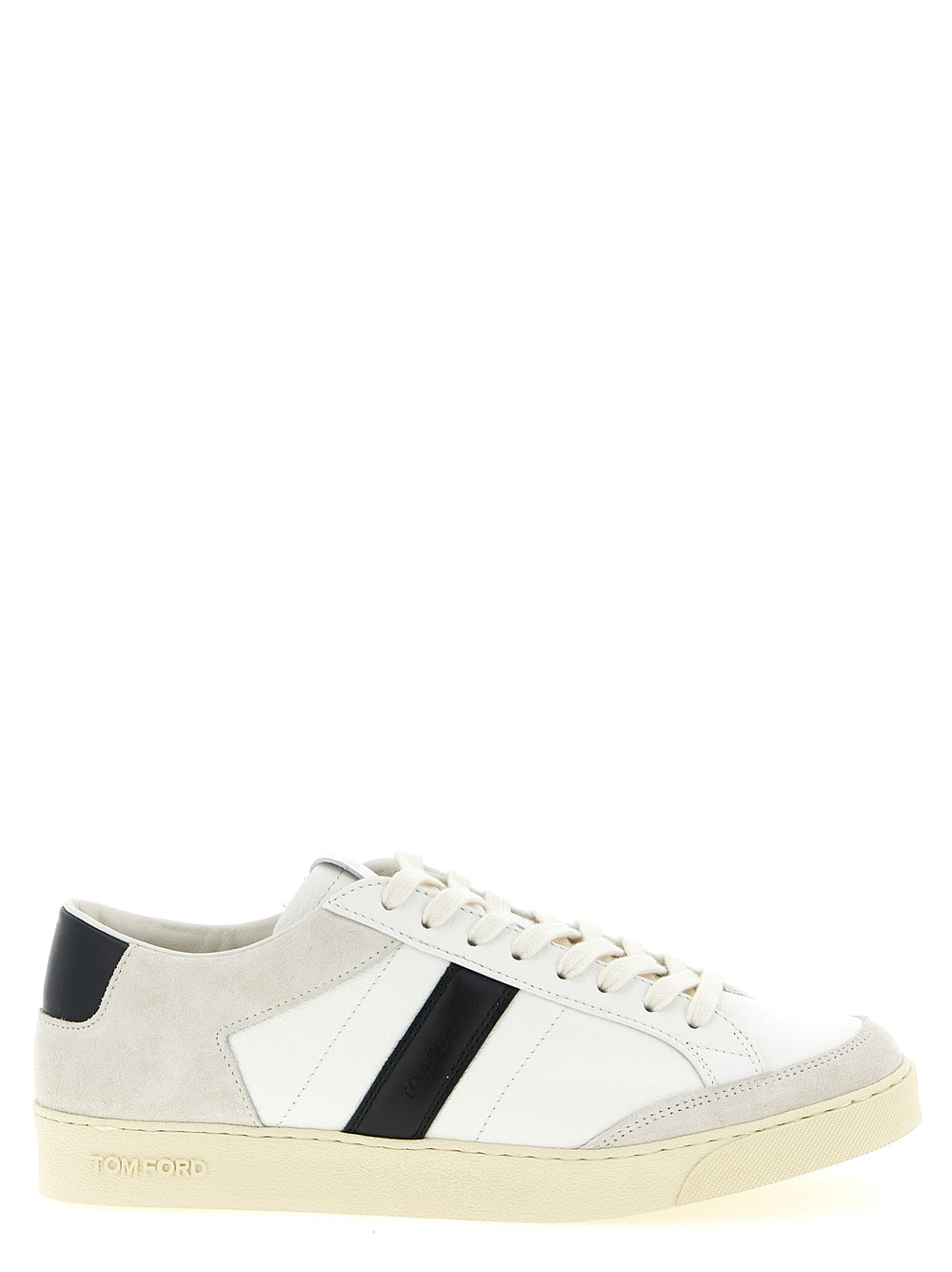 Tom Ford Bicolor Leather Low-Top Sneakers in White and Black