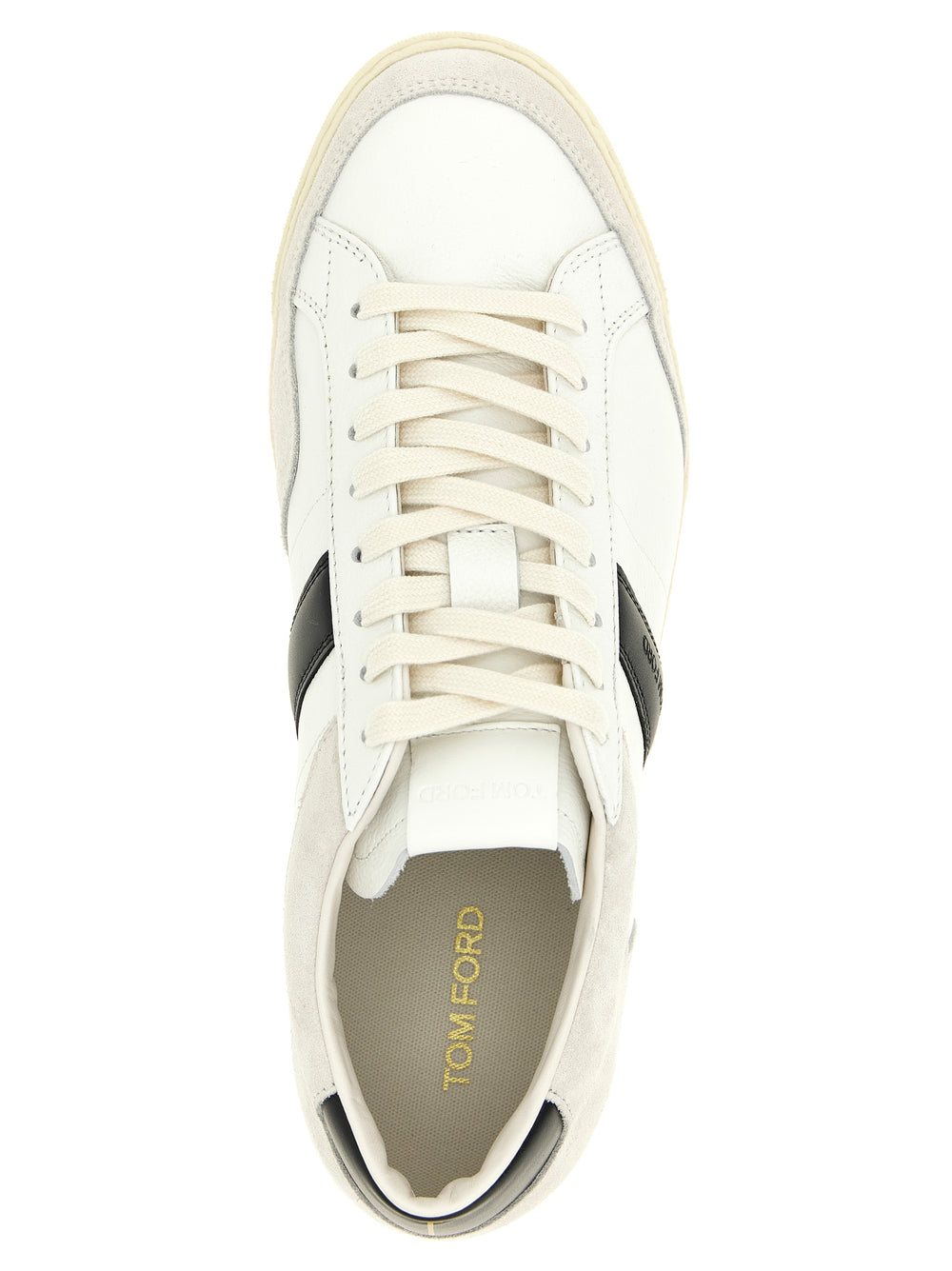 Tom Ford Bicolor Leather Low-Top Sneakers in White and Black