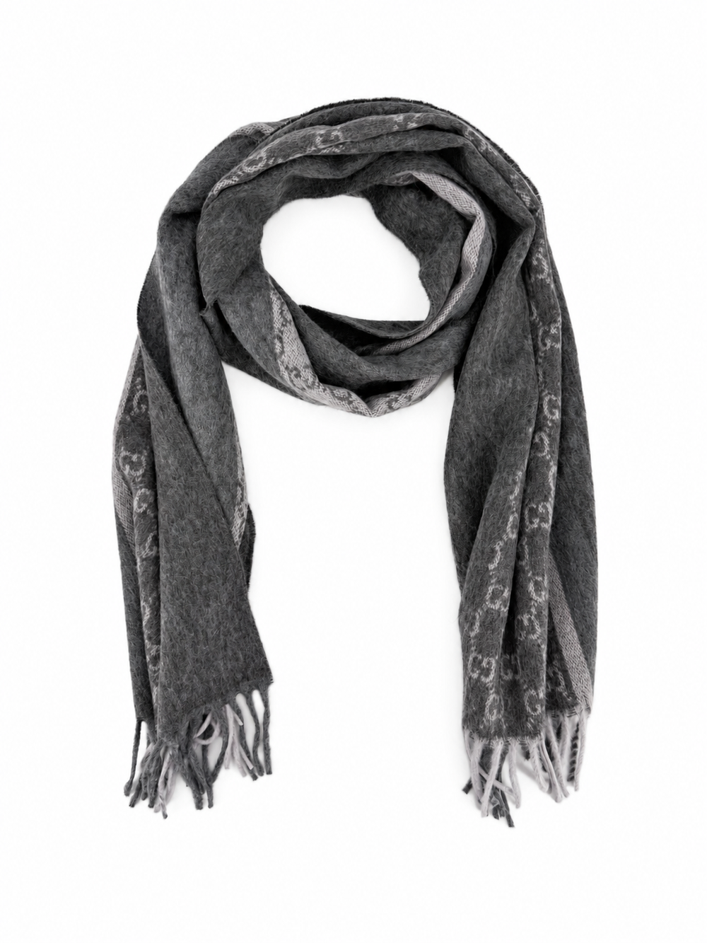 Gucci Cashmere & Wool Scarf in Charcoal Grey