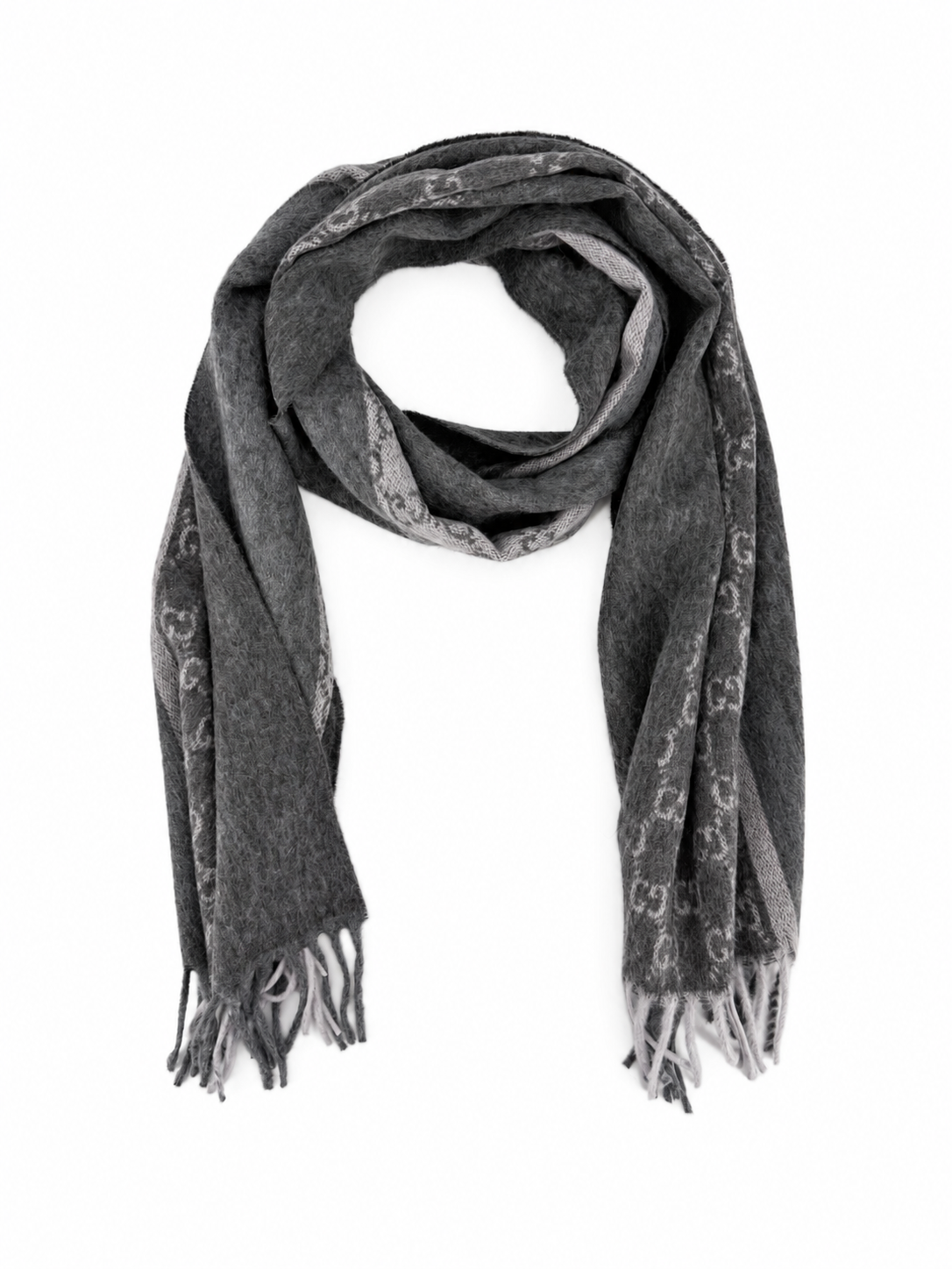 Gucci Cashmere & Wool Scarf in Charcoal Grey