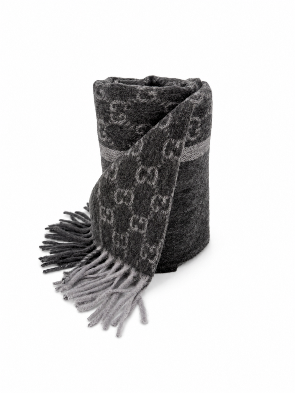 Gucci Cashmere & Wool Scarf in Charcoal Grey