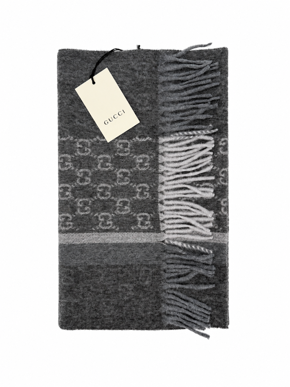 Gucci Cashmere & Wool Scarf in Charcoal Grey