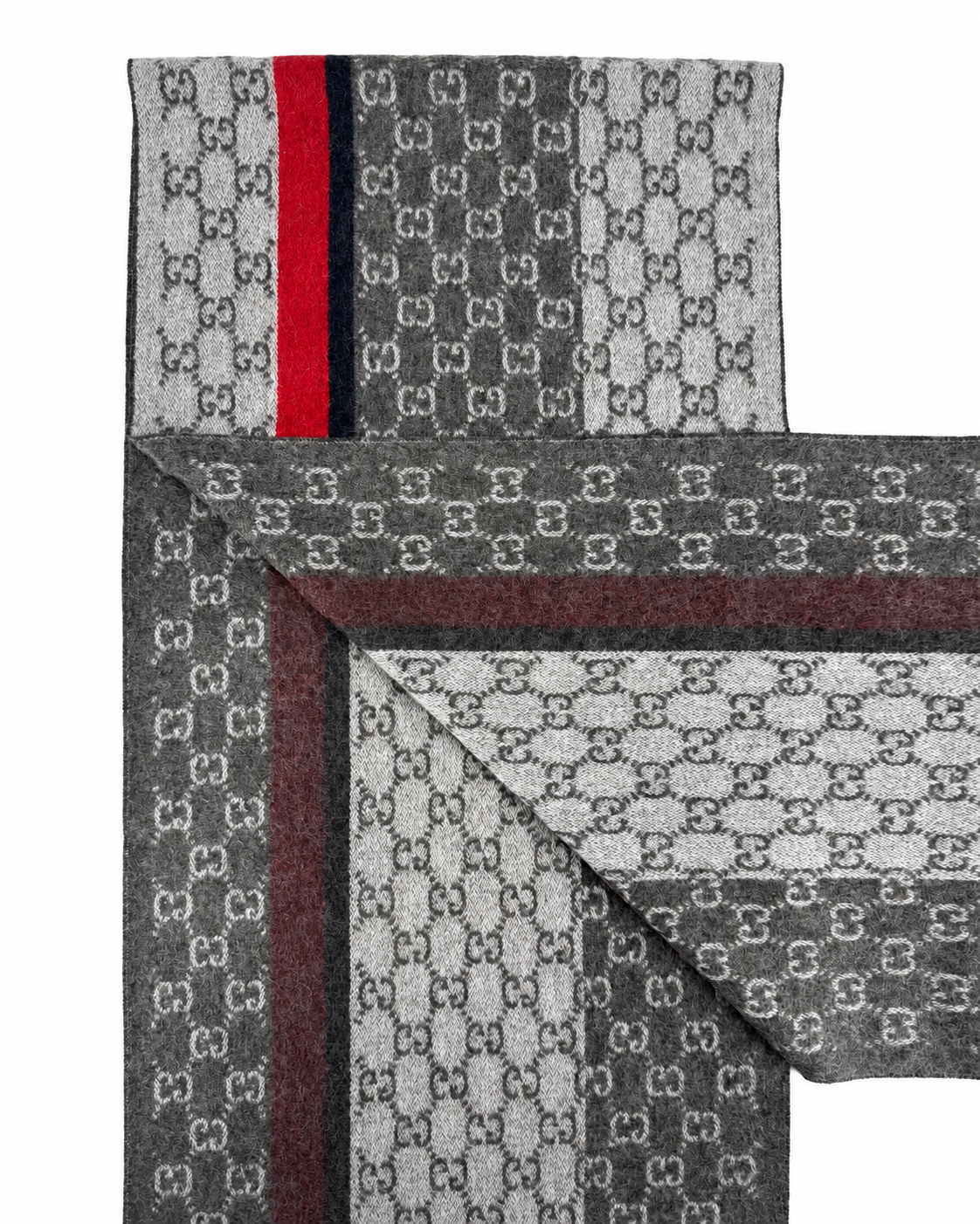 Gucci Cashmere & Wool Scarf with GG Monogram in Grey