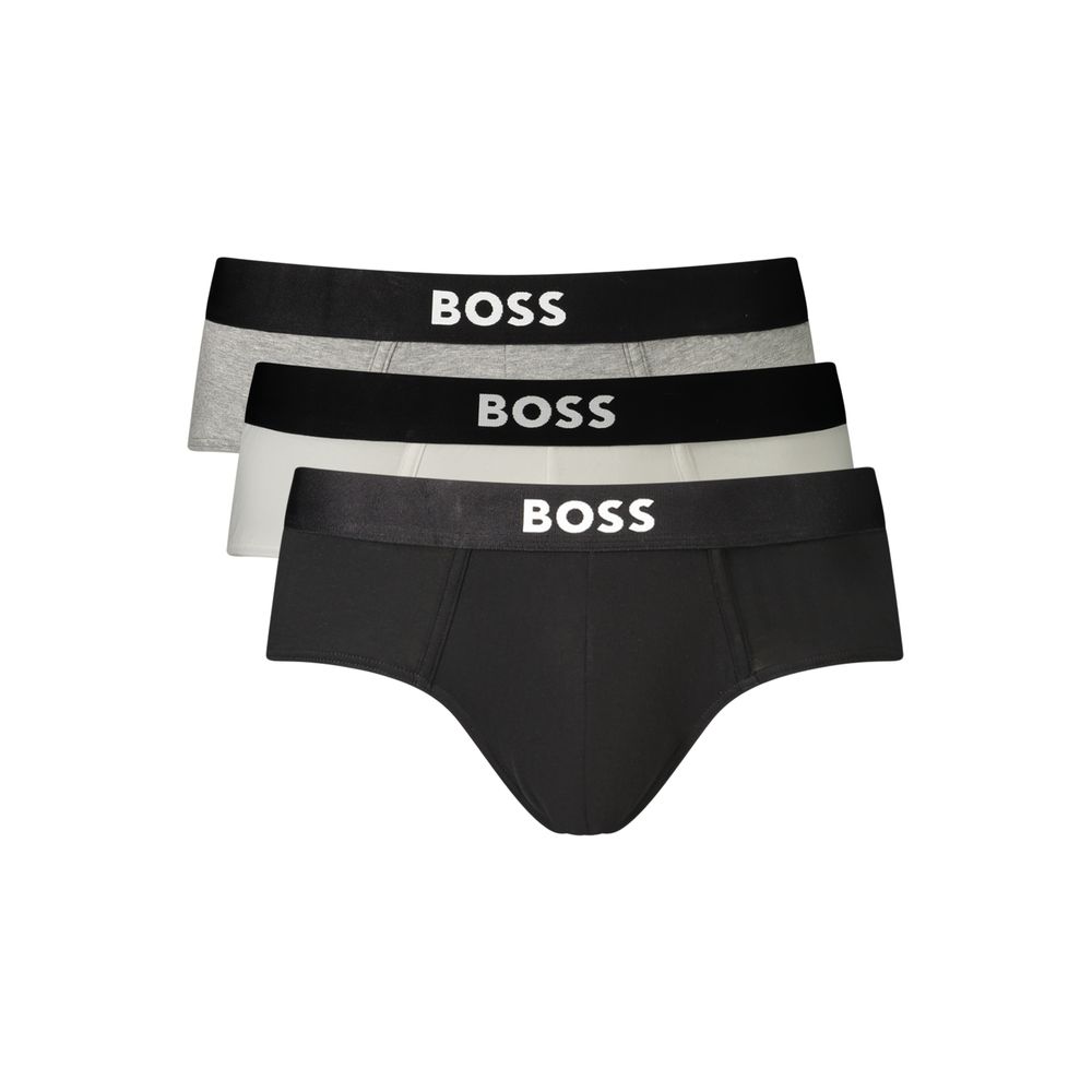 Hugo Boss Organic Cotton Briefs (3-Pack) in Black, White and Grey