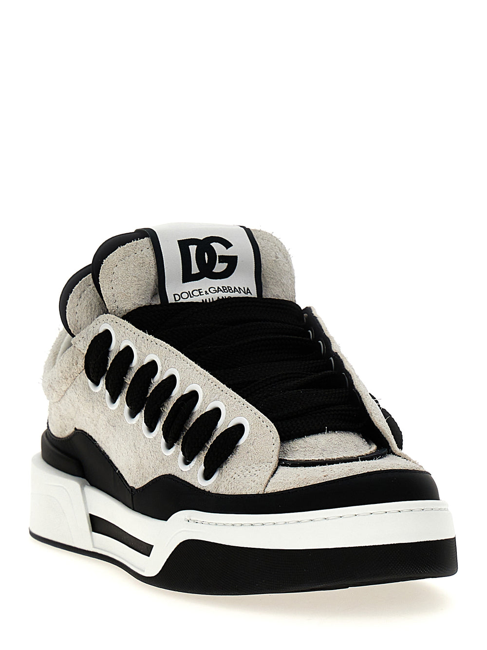 Dolce & Gabbana Bicolour Leather Sneakers in White and Black